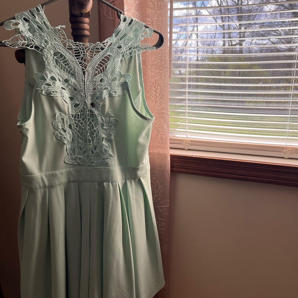 Teal detailed event dress